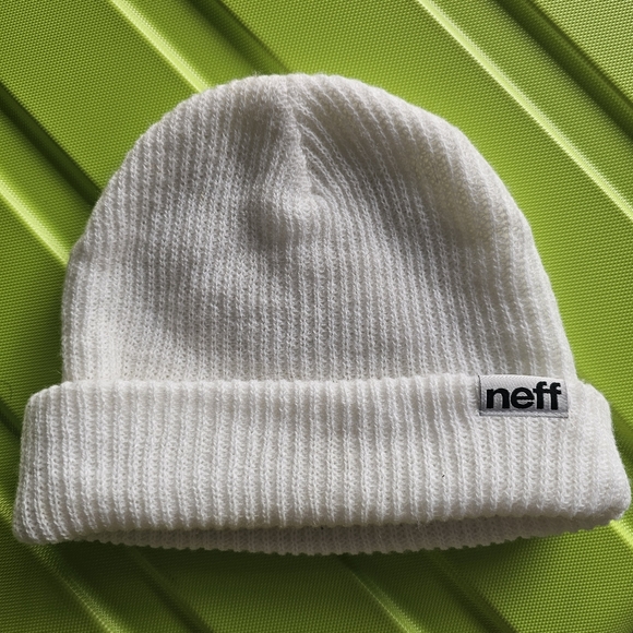 Neff White Ribbed Beanie - Picture 2 of 6